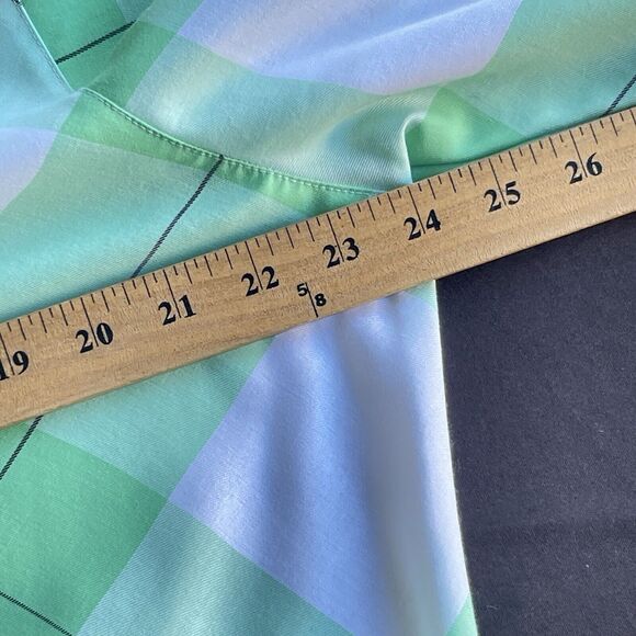 Foxcroft Womens Button Up Shirt Large Diamond Print St Pattys Collared Office - Picture 7 of 9